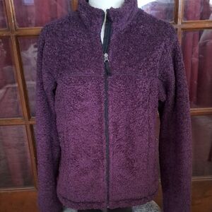 Que Purple Teddy Jacket with Cozy Plush Material and Fitted Silhouette